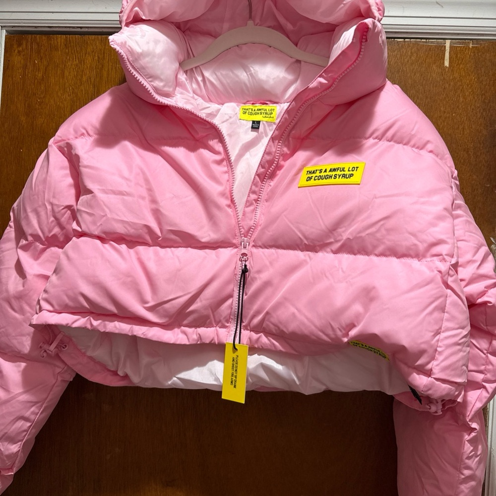 “That’s A Awful Lot of Cough Syrup” by Desto Dubb, stylish cropped puffer jacket